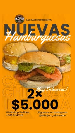 Hamburguesas (carne, cheddar o italiana)