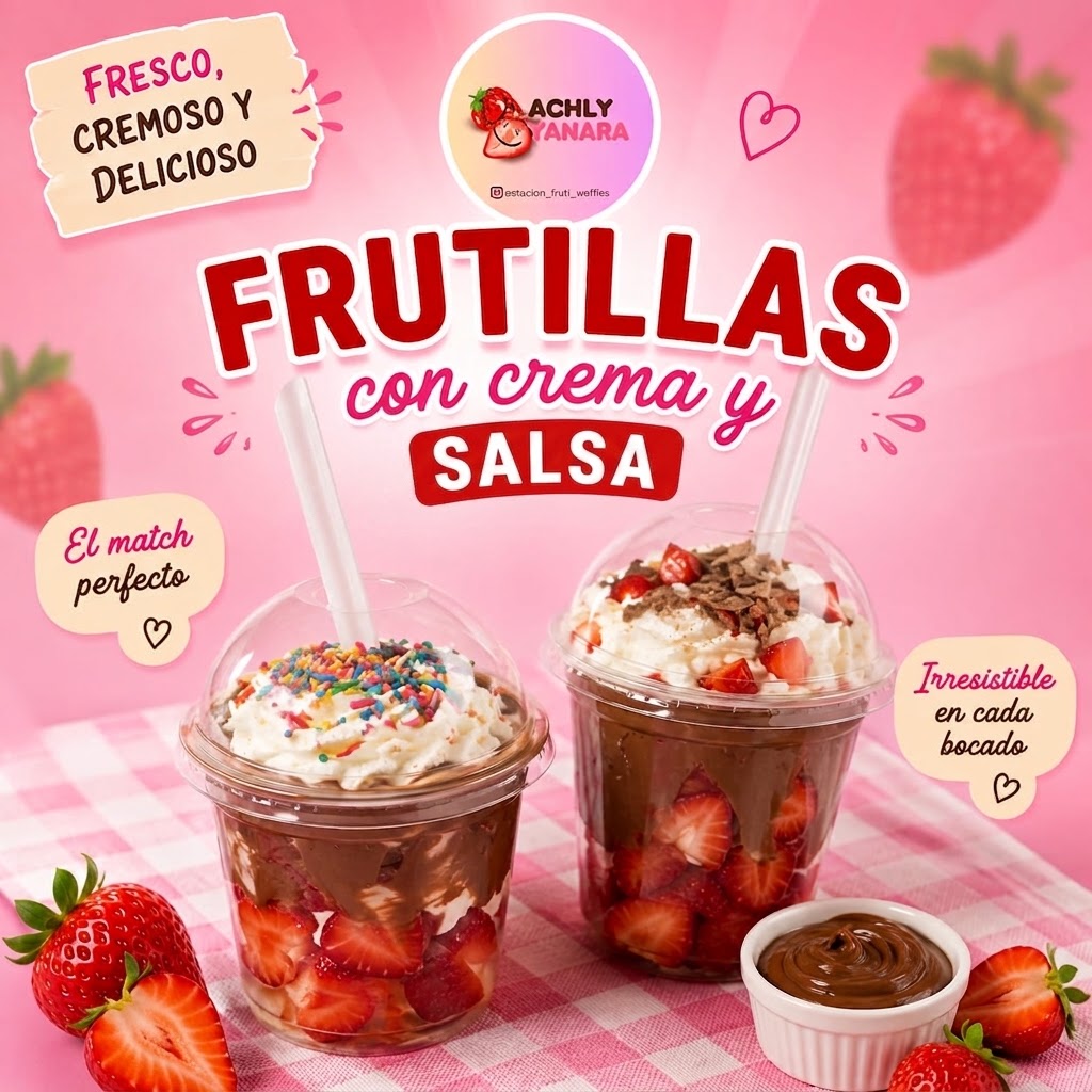 Frutillas con Crema y Salsa